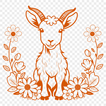 A detailed illustration of a farm animal, specifically a goat, suitable for vector design or clip art.