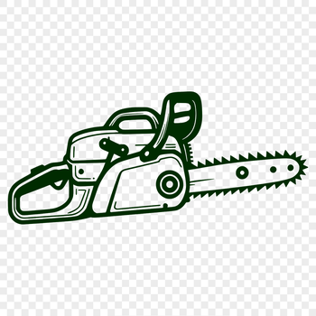 Illustrated chainsaw graphic in vector format for design projects.