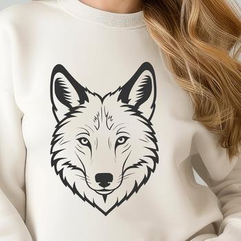 A detailed illustration of a wolf's head, suitable for vector art and digital design projects.
