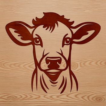 Close-up illustration of a cow's head with a brown coat and distinctive horns, suitable for vector art designs.