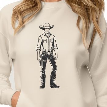 A cowboy illustration in vector format, suitable for cutting machines and laser cutters.