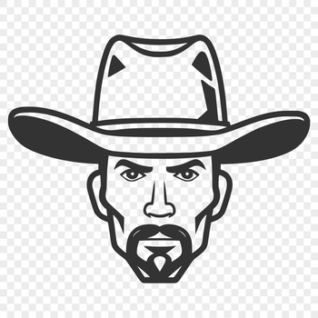 An illustration of a cowboy in a simple vector format.