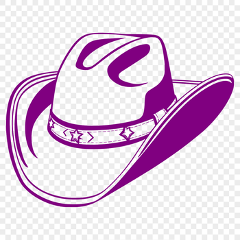 A classic western-style hat with wide brim and indented crown, designed as a scalable vector graphic.