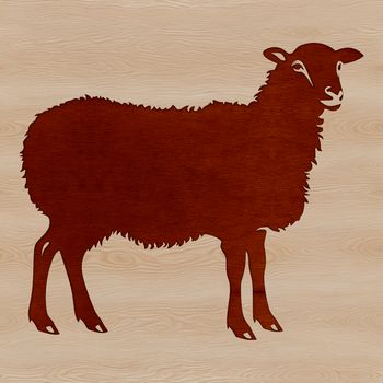 A detailed illustration of a sheep standing in a green meadow, suitable for vector art designs.