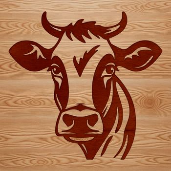A detailed illustration of a cow's head, suitable for use in graphic design.