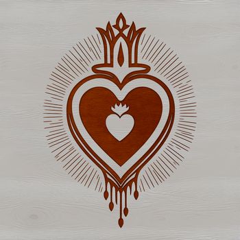 A detailed illustration of the Sacred Heart with bold lines and shapes, suitable for vector design.