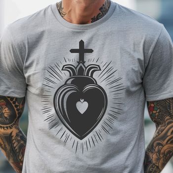 A stylized vector illustration of the Sacred Heart, suitable for digital designs and crafts.