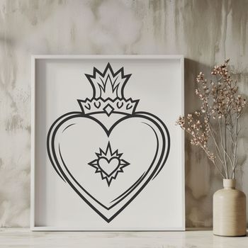 Religious iconography featuring the Sacred Heart symbol as a vector design.