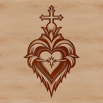 A detailed illustration of the Sacred Heart symbol, suitable for various design applications.