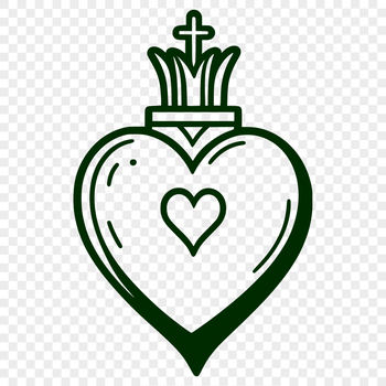 A vector illustration of the Sacred Heart, a symbol often used in Christian art and architecture.