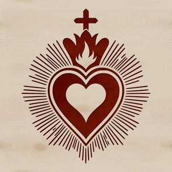 A graphic representation of the Sacred Heart design suitable for digital cutting machines or laser engraving.