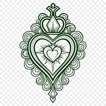 A symbolic illustration of the Sacred Heart, depicted in a traditional style with intricate details.
