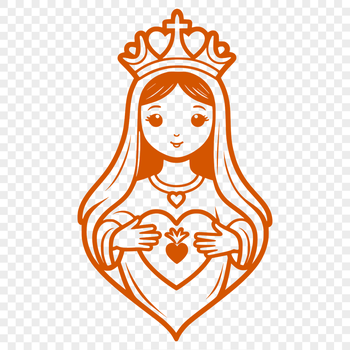 A vector illustration of a stylized Immaculate Heart with intricate details.