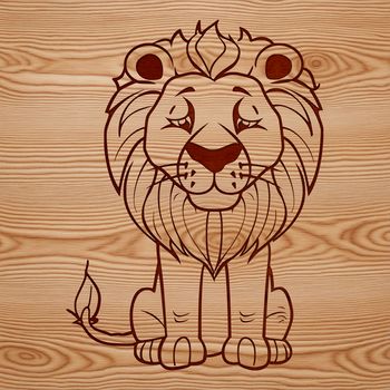 A sitting lion with a majestic mane, depicted as a vector graphic in a clean design.