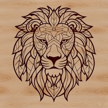 A realistic illustration of a lion's head, suitable for vector designs and cutting machines.