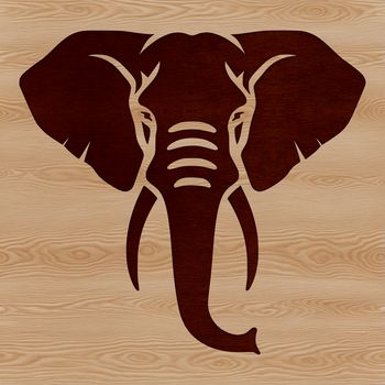 A detailed illustration of a large elephant's head with prominent features.