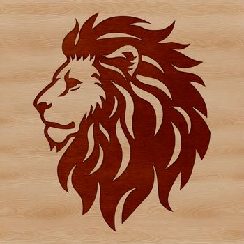 A majestic lion's head with a distinctive mane, typical of the savannah wild animal.