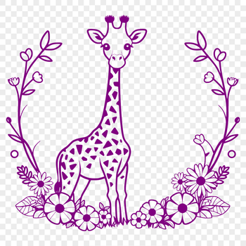 A high-quality SVG graphic illustration of a giraffe, suitable for digital and laser cutting applications.