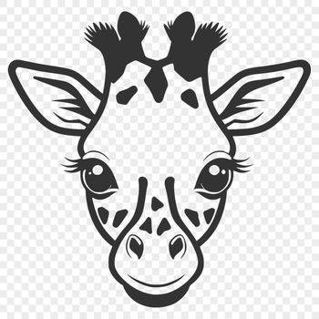A high-resolution illustration of a giraffe in a natural setting.