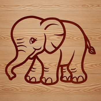 A standing elephant in a naturalistic pose, suitable for vector art designs.