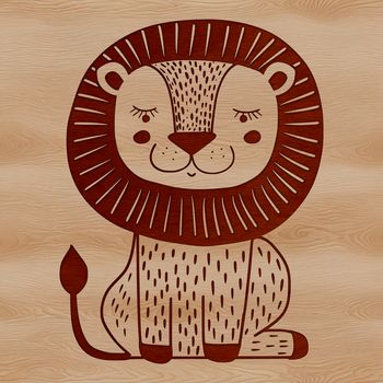 A large feline mammal with a golden coat sits in a calm pose, typical of African wildlife.