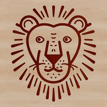 Simple line drawing of a lion's head featuring the iconic features of a big cat from Africa.