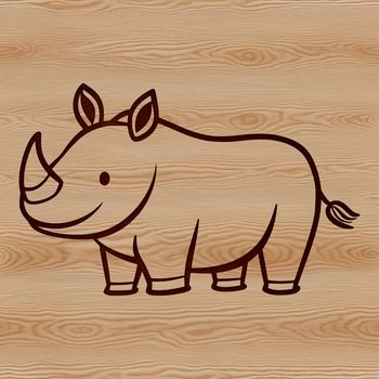 A detailed illustration of a rhino in a natural environment, suitable for printing and cutting out.