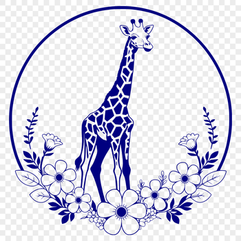 A vector illustration of a giraffe set against a simple background.