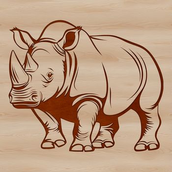 A realistic illustration of a rhino, suitable for use in design projects.