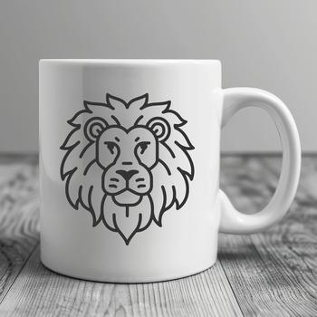 A simple line drawing of a lion's head, representing a big cat from the savannah.