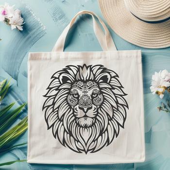 A stylized representation of a lion's face, ideal for use in graphic designs and digital art.