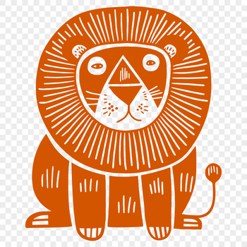 A realistic illustration of a sitting lion in profile, showcasing its majestic features.