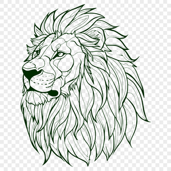 Large, majestic lion's head with distinctive mane, suitable for vector design or SVG clip art.