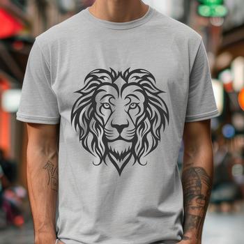 An illustration of a lion's head with ornate features in vector format.