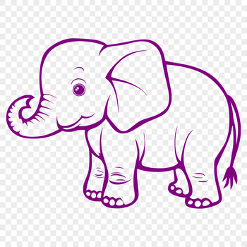 A detailed illustration of an African elephant standing on four legs, suitable for various designs and crafts.