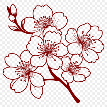 A single cherry blossom with pink petals and green stem.