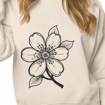A detailed illustration of a single cherry blossom in bloom, suitable for vector design projects.