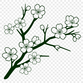 A detailed illustration of a cherry blossom tree in full bloom.