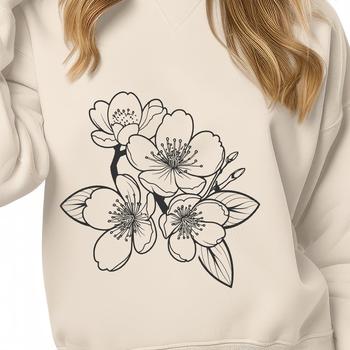 A detailed illustration of a blooming cherry blossom tree in full bloom.