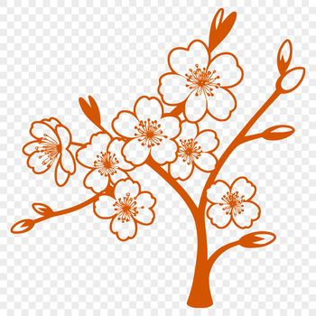 A simple illustration of a cherry blossom in bloom, suitable for digital design projects.