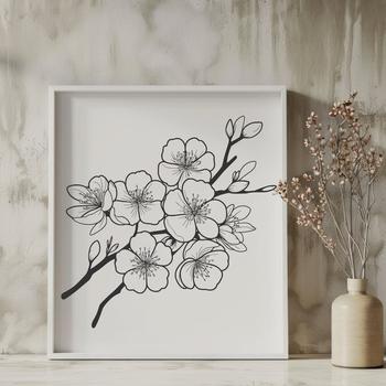 A digital representation of a cherry blossom flower, suitable for various design applications.
