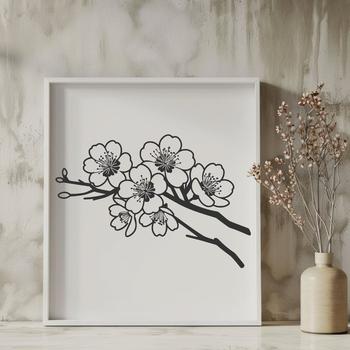 A detailed illustration of a cherry blossom flower with delicate petals.