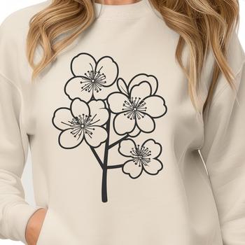 A delicate, pink cherry blossom flower with five petals, suitable for digital designs.