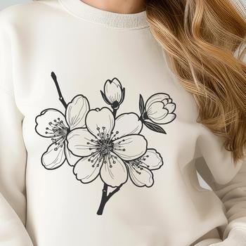 Vector graphic representation of a single sakura blossom with intricate details.