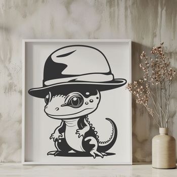 A small, colorful amphibian with a long tail, perched on a leaf in a natural environment.