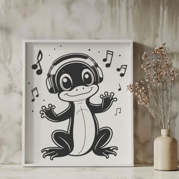 An SVG design featuring an animated creature with amphibian characteristics.