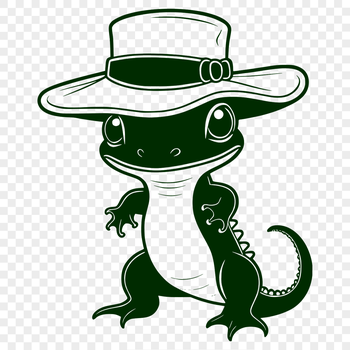 A detailed illustration of a salamander wearing a hat, suitable for vector art and commercial or personal use.