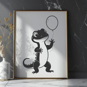 An illustrated salamander in a neutral background.