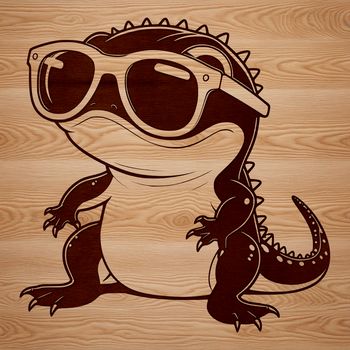 A cartoon salamander character wearing sunglasses, suitable for use as clip art in various design projects.