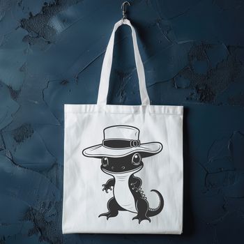 An amphibian salamander figure with a hat on its head, designed as vector art.